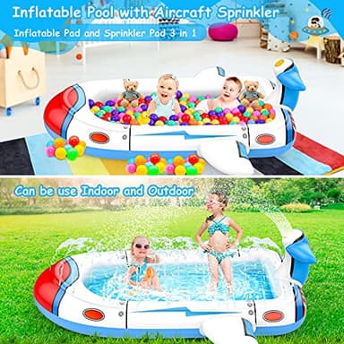 Kiddie Pool for Toddlers, Splash Pad for Kids Ages 4-8, 68" Inflatable 3-in-1 Swimming Pool for Kids, Backyard and Outside Sprinkler Play Mat Wading Pool for 3 4 5 6 Year Old - Image 4