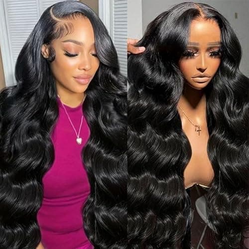 Aoque 28 Inch Body Wave 13x6 HD Transparent Lace Front Wigs Human Hair Pre Plucked with Baby Hair 200 Density Lace Frontal Human Hair wigs for Women Gluless Wigs Human Hair - Image 1