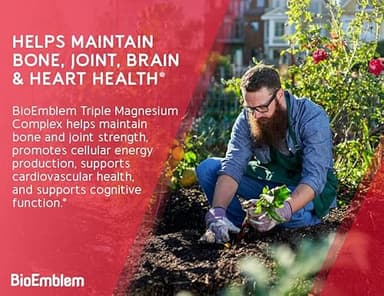 BioEmblem Triple Magnesium Complex | 300mg of Magnesium Glycinate, Malate, & Citrate for Muscles, Nerves, & Energy | High Absorption | Vegan, Non-GMO | 180 Capsules - Image 5