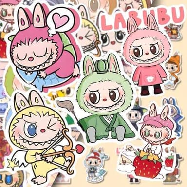 70 Pcs Labubu Cartoon Sticker Water Bottle Fun Cute Stickers Suitable for Teenagers and Adults Vinyl Stickers Suitable for Laptop Skateboarding Party Supplies - Image 6