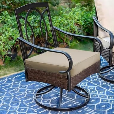 Metliv Patio Chair Cushions 19" x 19" x 3", Waterproof Outdoor Seat Cushions for Patio Furniture, Square Chair Pads with Adjustable Straps for Garden Sofa Couch, Set of 2, Beige - Image 8