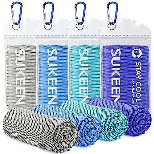 Sukeen Cooling Towels for Neck and Face, 4 Pack Cooling Towels for hot Weather (40"x12"), Cooling Rags for Yoga, Sport, Running, Workout,Gym, Camping, Fitness, Workout & More Activities - Image 1