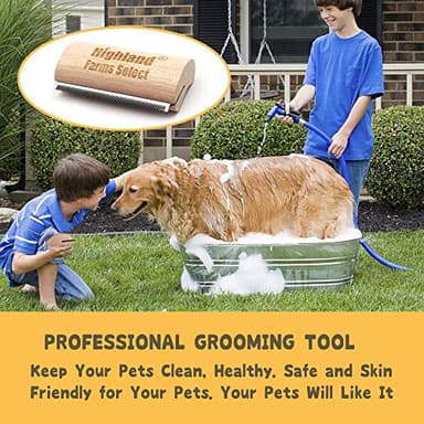 Deshedding Grooming Tool for Dogs, Cats & Horses, Ergonomic Design Wood Groom Brush, Professional Pet Groomer, Painlessly Remove for Short & Long Hair, Fur & Dirt - 5 Inches - Image 5