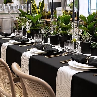sancua 8 Pack Black Tablecloth 60 x 120 Inch, Rectangle Table Cloth for 8 Feet Tables - Stain and Wrinkle Resistant Washable Polyester Table Cover for Dining Tables, Buffet Parties and Camping - Image 5