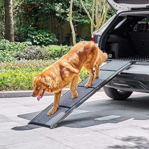 CO-Z Dog Ramp for Car, 67" Folding Pet Stairs for Large Dogs up to 200 lb, Non-Slip Rug Surface, Portable for SUV Truck Bed Couch, Indoor and Outdoor Use - Image 1