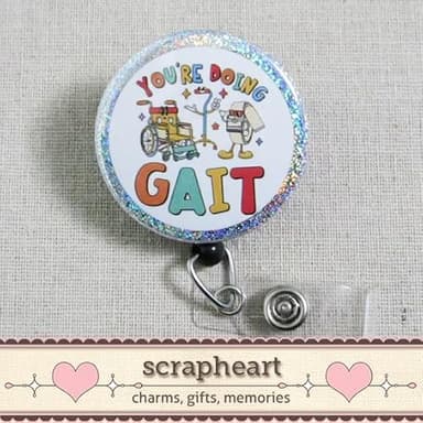 Holographic Glitter You're Doing Gait Physical Therapist Badge Reel, Gait Belt DPT Badge Holder, Funny OT Badge Clip, Occupational Therapist Gifts, Physical Therapy Assistant Gift, PT PTA OT Gifts - Image 7