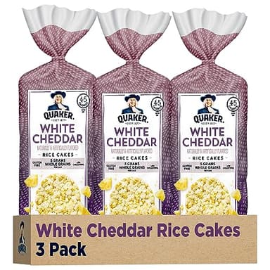 Quaker Large Rice Cakes, White Cheddar, 5.5 Oz, Pack of 3 - Image 1