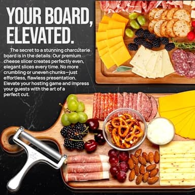 Zulay Kitchen Stainless Steel Wire Cheese Slicer - Adjustable Hand Held Cheese Cutter with 2 Extra Wires - Premium Cheese Shaver for Mozzarella, Cheddar, Gruyere - Cheese Cutter with Wire (Silver) - Image 7