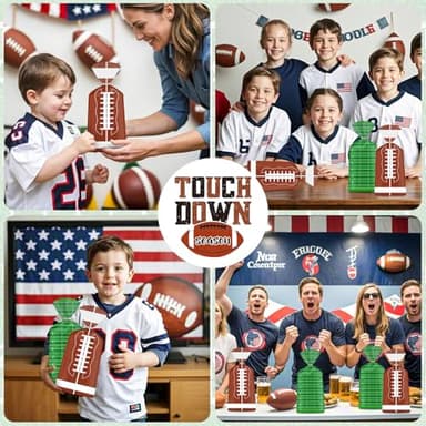 100 Pcs Football Goodie Bags - Brown Green Football Treat Bags, Plastic Rugby Sport Cellophane Snack Gift Candy Goody Bag with Silver Twist Ties for Sports Team Events Birthday Party Favors Supplies - Image 2