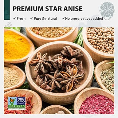 Soeos Organic Star Anise, Whole Star Anise 4 oz (114g), Chinese Star Anise Pods, Star Anise Organic Whole, Non-GMO Verified, Dried Star Anise for Beverages, Cooking, Baking - Image 7