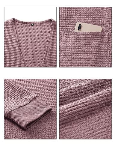 STYLEWORD Women's Casual 2025 Summer Fashion Cardigan Sweater Work Lightweight Open Front Knit Long Cardigans Outfits Spring Clothes with Pockets(Dark Purple-XXL) - Image 4
