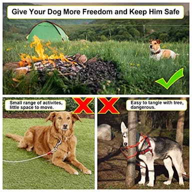 Dog Camping Essentials 50ft Portable Overhead Trolley System Pet Camping Leash for Dogs up to 200lbs Dog Runner for Yard - Image 5