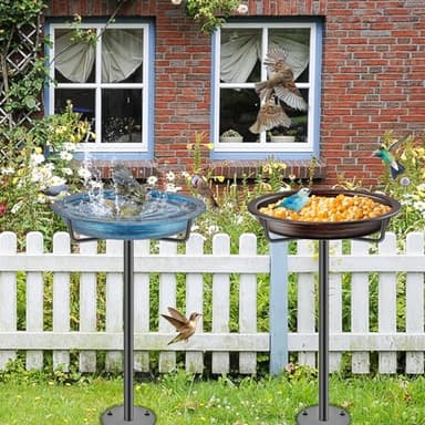 VeyFolzin.st Bird Baths for Outdoors, Detachable Birdbaths for The Garden Clearance, Heavy Duty Freestanding Bird Baths, Bird Bath Bowl Spa & Birdfeeder with Metal Stake Stand (Retro Brown) - Image 7