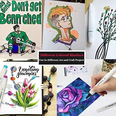 Caliart 121 Colors Alcohol Markers Brush Tip, Dual Tip Artists Coloring Markers Set Brush & Fine, Permanent Alcohol Based Colored Sketch Pens, Art Supplies Gifts for Adults Illustration Drawing - Image 6