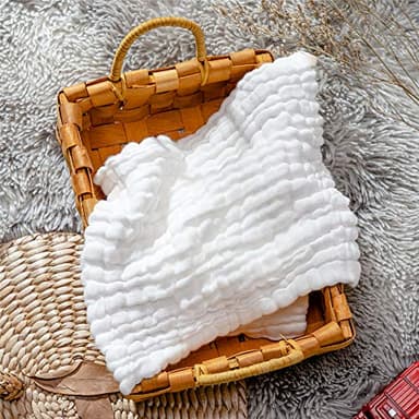 Baby Muslin Washcloths- Natural Organic Cotton Baby Wipes - Soft Newborn Baby Face Towel for Sensitive Skin- Baby Registry as Shower Gift, 10 Pack 10x10 inches By MUKIN (White) - Image 3