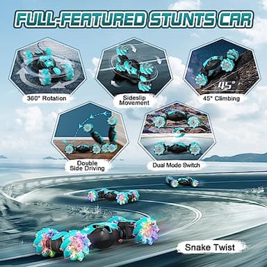Axirata Gesture Sensing RC Stunt Car with Lights & Music for Kids 6-12 Year Old 4WD 2.4GHz Hand Controlled Remote Control Car 360° Rotation Off-Road Toy Car Gift for Boys Girls - Image 3