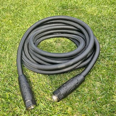 HQMPC Garden Hose 5/8"IDx30' Hose Stiff And Rigid Light Weight Durable Non Kinking Water Hose Female Brass Hose Fittings 30 FEET Black - Image 6