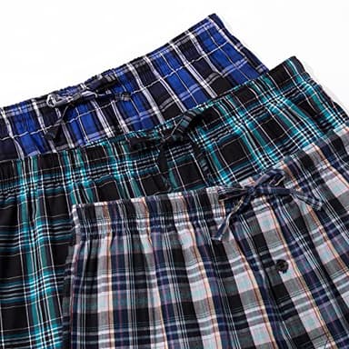 JupiterSecret Mens Pajama Pants Set Cotton Lightweight Plaid Sleep & Lounge Pants, PJ Bottoms with Pockets and Button Fly(100% Cotton 3 Pack,S) - Image 5