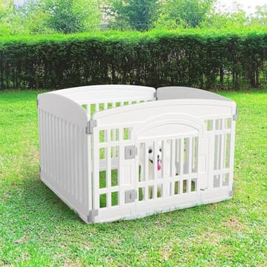 Dog Playpen 4-Panel 24 Inch Safe Secure Indoor Outdoor Pet Fence, Folding Portable 35 x 35 x 24IN, Ideal for Small to Medium Dogs Easy to Clean (White) - Image 3