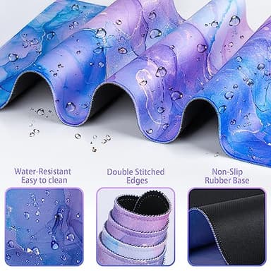 4-in-1 Mouse Pad with Wrist Rest Set Purple,35.4×15.7in Large Gaming Mouse Pad+Keyboard Wrist Rest+Wrist Mousepad+Cup Pad,Ergonomic Mouse Pads,Anti-Slip,Waterproof Keyboard Pad for Home Office - Image 5