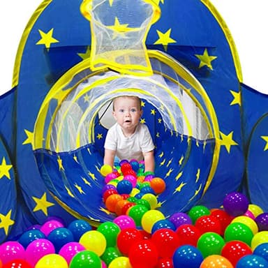PigPigPen 3pc Kids Play Tent for Boys with Ball Pit, Crawl Tunnel, Princess Tents for Toddlers, Baby Space World Playhouse Toys, Boys Indoor& Outdoor Play House, Perfect Kid’s Gifts - Image 4