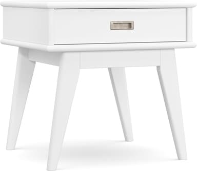 SIMPLIHOME Draper Solid Hardwood 22 inch Wide Rectangle Mid Century Modern End Table in White for The Living Room and Bedroom - Image 2