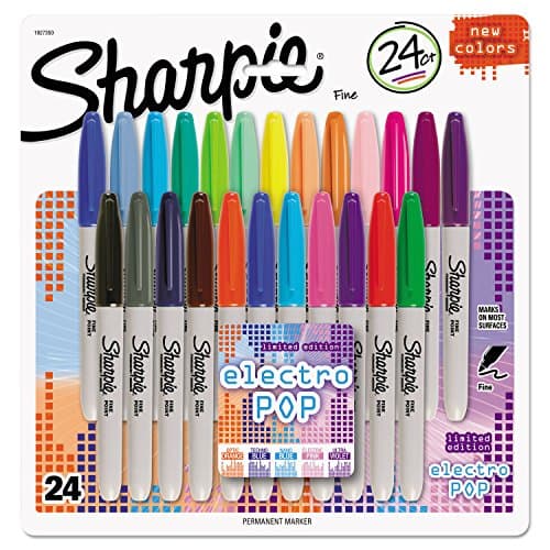 Sharpie Electro Pop Permanent Markers, Fine Tip, Marker Set, Assorted Colors, 24 Count - Coloring, Drawing, Art, Markers, Writing - Image 1