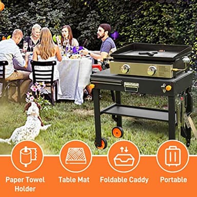 EUTRKei Grill Table for Blackstone Griddle, Portable Griddle Table with Caddy - Fit 17” or 22” Other Tabletop Grill, Foldable Ninja Grill Stand& Blackstone Griddle Stand for Outdoor Tailgating-Camping - Image 3