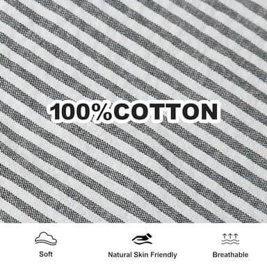 Esabel.C Seersucker Mens Dress Shirts Striped Cotton Casual Business Button Down Shirts for Men,Black,S - Image 3