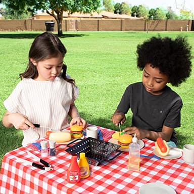 27 PCS Kids BBQ Grill Playset Backyard Barbecue Play Grill Toy Set for Toddlers, Play Food Sets for Kids Kitchen - Image 2