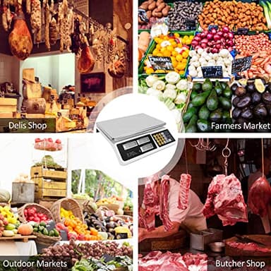 Price Computing Scale 88lb/40kg LCD Digital Commercial Price Scale with Stainless Steel Platform,Produce Scale & Food Scale for Farmers Market, Retail Outlets, Meat Shop (Flat Plate) - Image 9