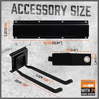 HORUSDY 64-Inch Heavy Duty Garage Organization Rack, 14 Packs Max Load 600LB, 4 Packs Rails and 9 Adjustable Hooks, Tool Organizer Rack with Heavy Double Hooks Tracks - Image 4