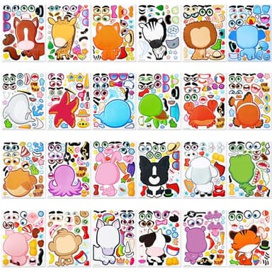 JOYIN 24 Sheets 9"x6" Make a face Stickers for Kids, Make Your Own Stickers with Unicorn, Dinosaur, Sea and Safari Animals, Party Favors Kids Crafts, Goodie Bags Stuffers Classroom Activities - Image 2