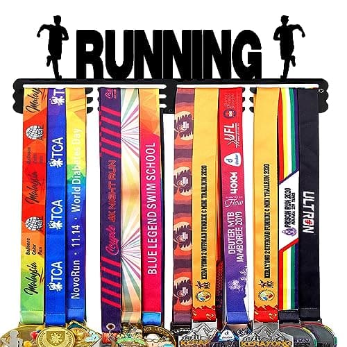 Goutoports Medal Holder Display Hanger - Award Ribbon Organizer Rack for Sports Race Runner Plaques Hanger for Wall Mount Hold Up 60 Medal Hanger Display for Athlete Kids Christmas Gifts - Image 1