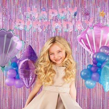 Melsan 2 Pack 3.2 ft x 8.2 ft Tinsel Foil Fringe Curtains Backdrop, Sparkle Metallic Foil Curtains for Party Photo Booth Props Decoration, Pinkish Purple - Image 2