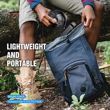 Portable Camping Fan with LED Lantern- 40H Work Time Rechargeable Battery Operated Fan with Hanging Hook for Tent Car RV Hurricane Emergency Outages Survival Kit - Image 7