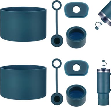 HYZ 8 Piece Accessories for Stanley Cup, Silicone Spill Proof Stopper Set and Protective Boot Including Straw Cover Cap for Stanley H2.0 20oz 30oz 40oz Tumbler, Blue Spruce - Image 1