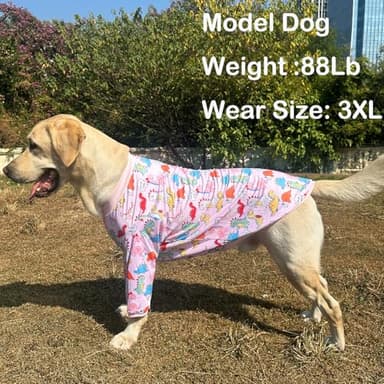 PriPre Dinosaur Dog T Shirts Cute Dinosaur Pattern Printed Apparel Shirt for Large Dogs Softable Stretchy Pet Clothes (3XL, Pink Dinosaur) - Image 3