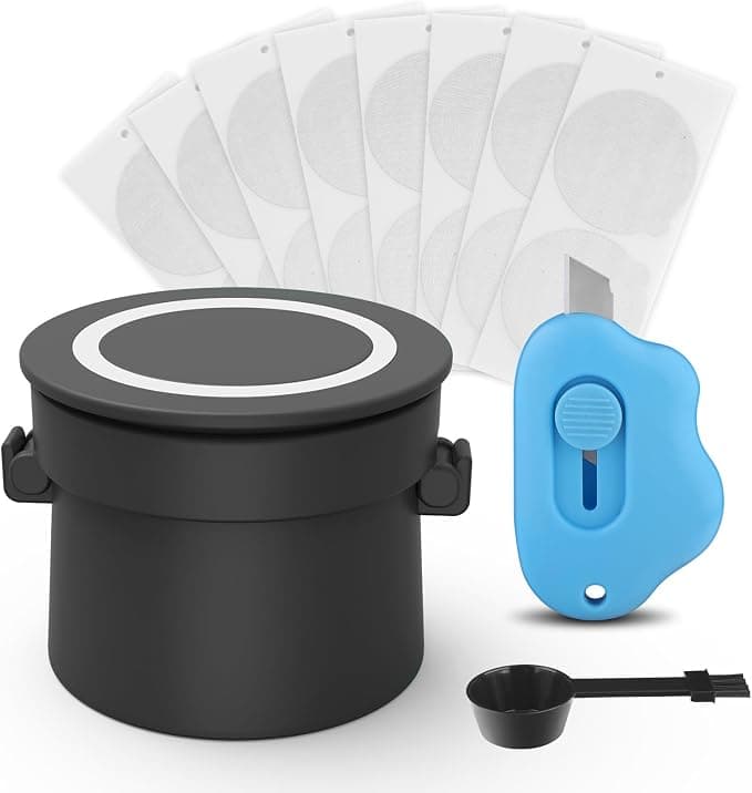 Reusable Vertuo Capsule Kit for Reusable nspresso Vertuo Pods, Upgraded Holder with 100 Pcs Aluminum Foil Seal Lids and Brush Lid Opener for Refillable Vertuo Pods（Black - Image 1