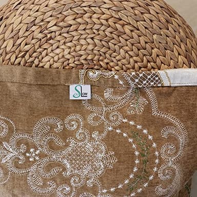 SLOW SOUL Set of 2 Panels Embroidered Flowers 80% Blackout Curtains for Living Room Bedroom Dining Room Curtains High-end Chenille Curtain Grommet Top Brown Cloth 49W X 90L inch - Image 6