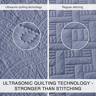 Love's cabin Quilts for Queen Bed Blue Bedspreads - Soft Bed Summer Lightweight Bedspread Comforter - Modern Style Coin Pattern Coverlet for All Season - 3 Pieces (1 Quilt, 2 Pillow Shams) - Image 3