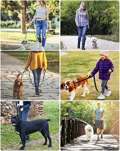 Heavy Duty Dog Leash with 2 Handles - 6ft Reflective Anti-Pull Leash for Large Dogs, Padded Traffic Handle for Control, Durable Nylon Training Lead (Black) - Image 7