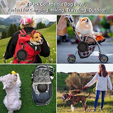 Kytely Large Collapsible Dog Bowls 2 Pack, 34oz Foldable Dog Travel Bowl, Portable Pet Water Food Bowl with Clasp, Pet Cat Feeding Cup Dish for Traveling, Walking, Hiking (Black+Balck) - Image 4