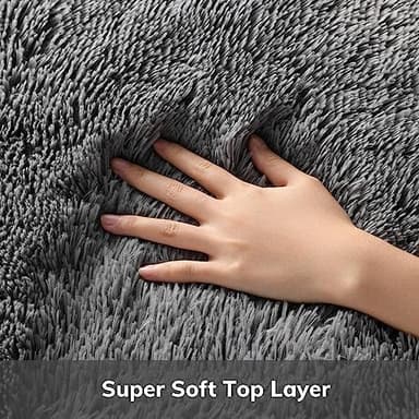 Ophanie Area Rugs 9x12 Living Room, Large Grey Bedroom Carpet, Big Shag Indoor Thick Soft Nursery Rug, Gray Fluffy Carpets for Boy and Girls Room Dorm Home Decor Aesthetic - Image 2