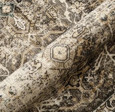 PureCozy Vintage Area Rug 4x5 Brown Entryway Office Washable Carpet Non Slip Bedroom Indoor Living Room Door Mat Low Pile Traditional Distressed Retro Accent Rug for Dining Room Bathroom Kitchen - Image 9