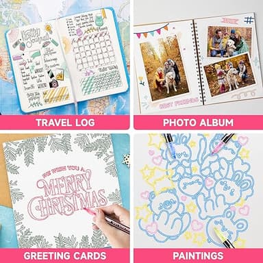 Yangmei Stocking Stuffers, Outline Glitter Markers, Stocking Stuffers for Teen Girl Gifts Trendy Stuff, 12 Shimmer Markers Outline Pens for Art Supplies for Kids 9-12, Gifts for 4-12 Year Old Girls - Image 5