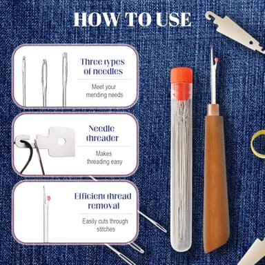 2025 New Big Eye Steel Sewing Needles Kit, 37Pcs Sewing Tool Set Fix Anything Anytime Portable Beginner-Friendly, Upgrade Needle Thread Hand DIY Embroidery Crafting Kit Tool (31Pcs) - Image 2