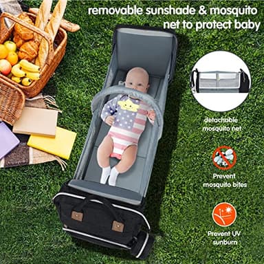 DERJUNSTAR Diaper Bag Backpack – Large Capacity Baby Diaper Bag with Changing Pad, Waterproof Travel Backpack for Boys & Girls, Multi-Function Baby Bag with USB Charging Port, Black - Image 4