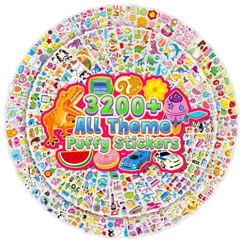 3200+ Stickers for Kids, 3D Puffy Sticker, 64 Different Sheets, Cute Animals Stickers for Boys Girls Teachers, Classroom Reward, Craft Scrapbooking, Party Gift - Image 1