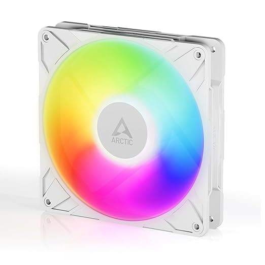 ARCTIC P14 Pro A-RGB (White) - Powerful Premium Fan, 140 mm PWM Fan with Y-Cable Splitte, 400-2500 RPM, 0 RPM <5% PWM, 5V Digital RGB, Fluid Dynamic Bearing - White - Image 1